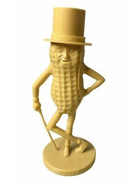 Vintage Planters Mr Peanut Coin Bank Hard Plastic Tan Beige USA 9" Advertising